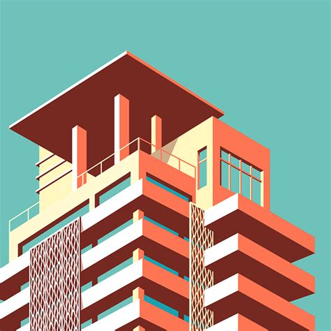 Illustration Stylish Buildings Of Miami Building Illustration