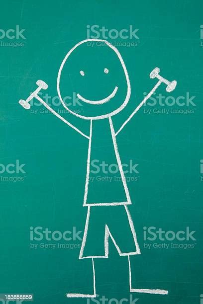 Stick Figure Lifting Weights Stock Photo Download Image Now Beauty