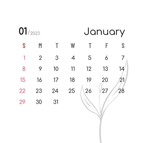 January 2023 Minimalist Calendar Calendar 2023 Calendar Minimalistic