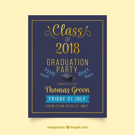 Free Vector Classic Graduation Invitation Template With Flat Design