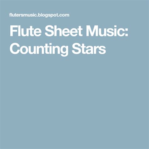 Flute Sheet Music Counting Stars Flute Sheet Music