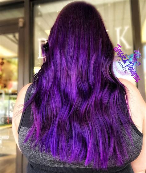 Velvet Purple Vibrant Vivid Fashion Purple Hair Color Balayage Ombré Dark Hair Long Hair Long