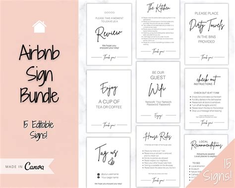 Guest Book House Rules Airbnb Editable Template Airbnb Signs Airbnb