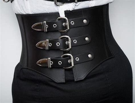 Corset Belt Waist Cincher Natural Black Leather 3