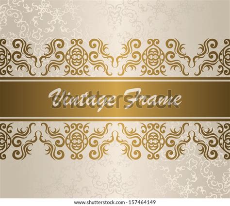 Elegant Vintage Border Gold Light Background Stock Vector