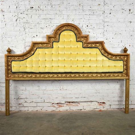 Hollywood Regency King Headboard Of Gilded Cast Aluminum And Tufted