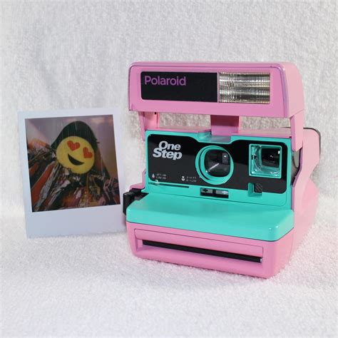 Custom Built Upcycled Light Pink And Retro Green Polaroid 600 Onestep
