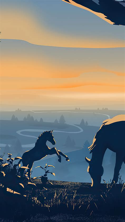 1080x1920 Horses Dawn Minimal 4k Iphone 76s6 Plus Pixel Xl One Plus