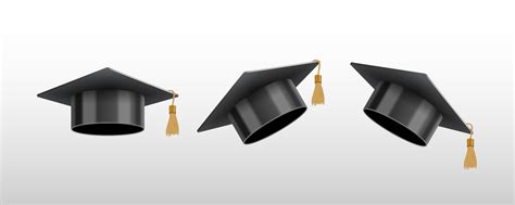 Realistic Graduate University Or College Black Caps 1330271 Vector Art