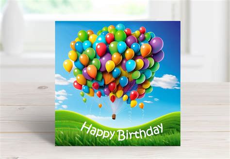 Happy Birthday Card Printable Digital Birthday Card Balloon Birthday