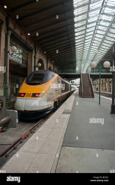 Paris France Eurostar Train Tgv Bullet Train In Gare Du Nord