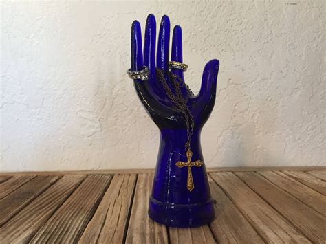 Vintage Cobalt Blue Glass Hand Form Glove Mold By Nostalgicnuance On Etsy
