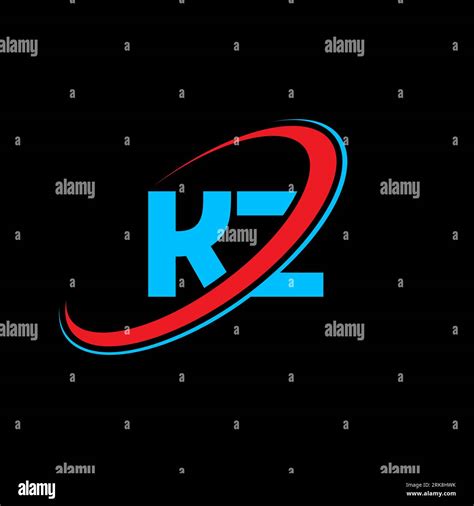 kz k z letter logo design initial letter kz linked circle uppercase monogram logo red and blue