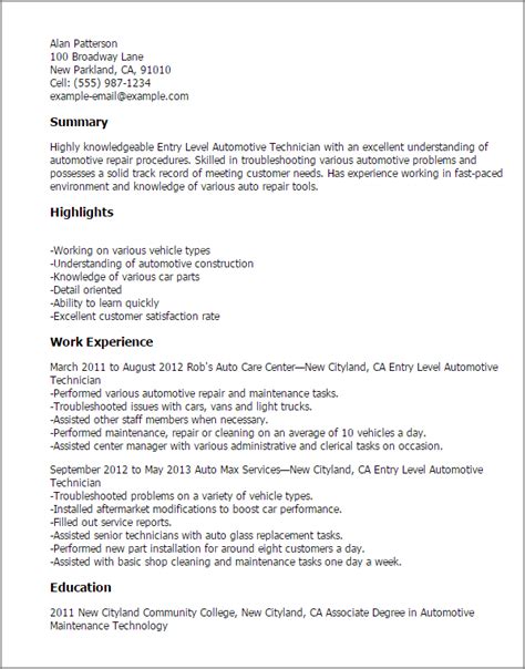 Start with a workable auto mechanic resume template. Automobile Mechanic Cv Maker - Entry Level Automotive ...