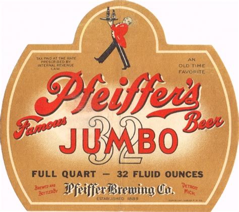 Item 71955 1936 Pfeiffers Famous Beer Label Cs47 23v