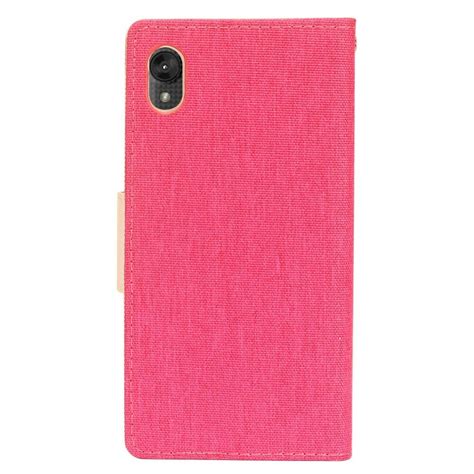 For Motorola Moto E6 Premium Fabric 2 Tone Wallet Pouch Flip Phone Case