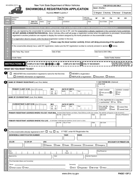Form Mv 82sn Snowmobile Registration Application New York Edit