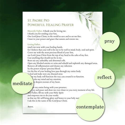 St. Padre Pio Healing Prayer Printable, Padre Pio Prayer, Powerful