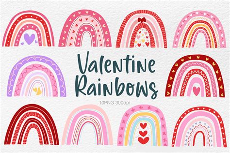 Valentine Rainbow Clipart Graphic By Minmin · Creative Fabrica