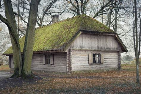 Old Cottage Old Wooden House With Moss Stock Image Image Of
