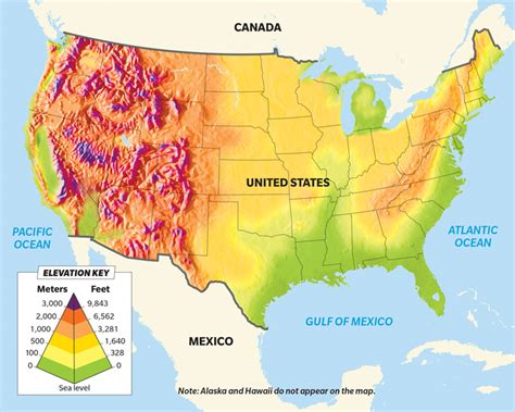 United States Elevation Map With Key Interactive Map