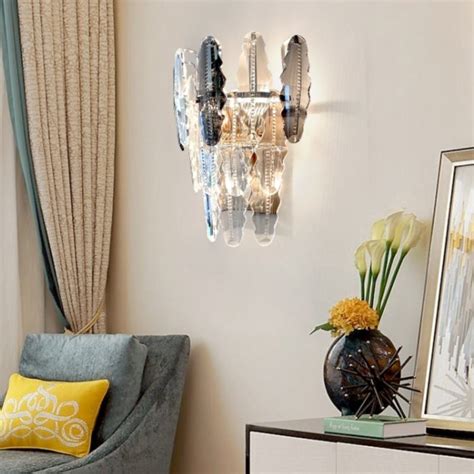 Modern Crystal Led Wall Lamp Home Deco Gold Metal Living Room Bedroom
