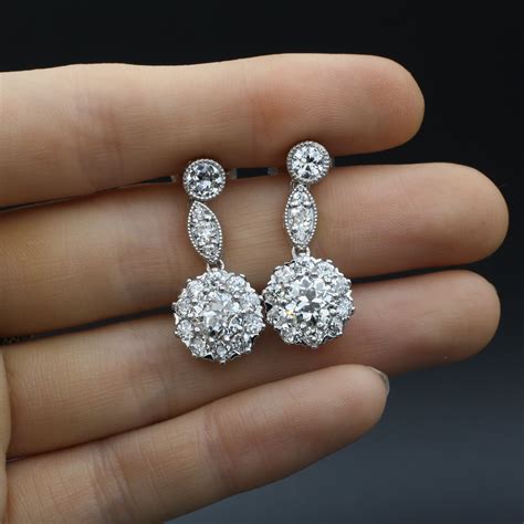5 Carat Old European Diamond Drop Earrings Pippin Vintage Jewelry