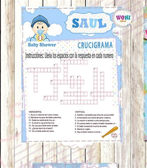 Juegos Para Baby Shower Crucigrama Con Respuestas 23 Sopa De Letras