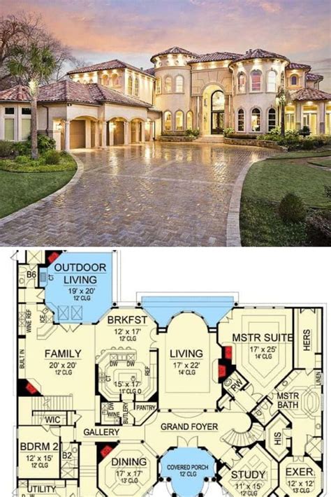 Mansion Floor Plans 2 Story Mediterranean Luxury With Outdoor Living Room