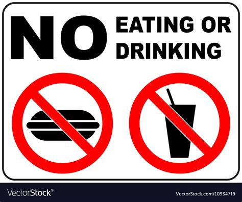 Prohibition Signs For Eating And Drinking Vector Image