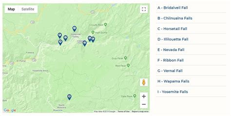 Map Of Yosemite Valley Waterfalls London Top Attractions Map
