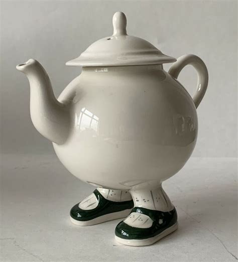 Carlton Ware Lustre Pottery Walking Teapot Green Shoes Gray Socks 1970s