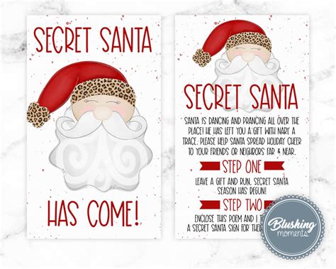 Printable Christmas Gift Tag For Secret Santas Holiday Party Etsy My