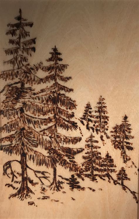 Pine Trees Wood Burning Art Etsy