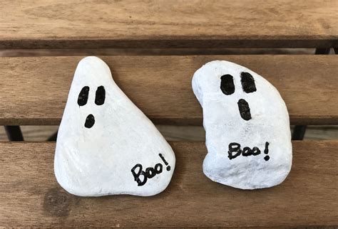 Rock Painting Diy Boo Halloween Ghosts Easy River Rocks The Kindness