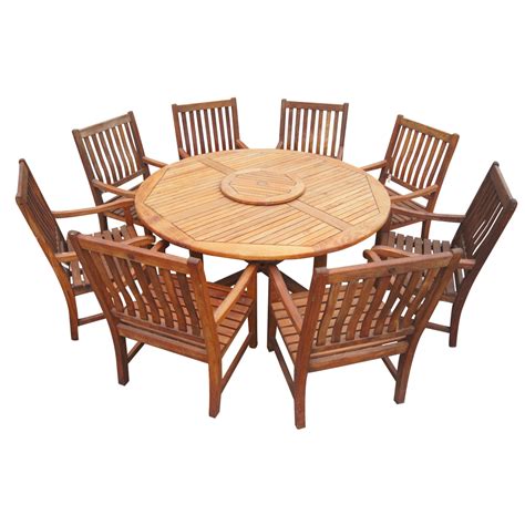 6ft Vintage Nauteak Round Outdoor Dining Table