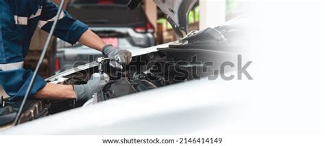 Car Care Maintenance Servicing Closeup Hand Stock Photo 2146414149