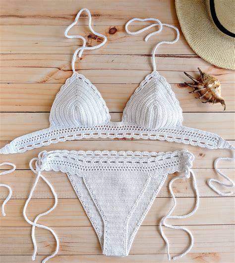 White Crochet Bathing Suit Carambola Crochet Bikini Set Etsy