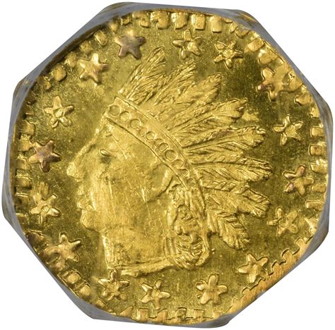 Gem Pl 1853 Dated California Gold Token “1853” Octagonal Quarter Sized