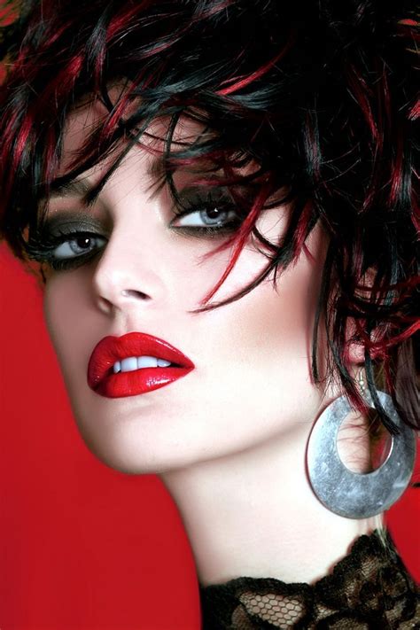 Black And Red Hair With Smokey Eye And Red Lips Perfect Red Lips