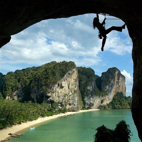 Rock Climbing In Krabi Railaytonsay Beach Thailand Backpacking