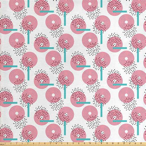 Abstract Fabric By The Yard Modernist Art Design Circles Dots And Bars