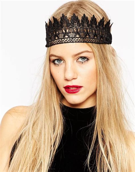 Image 1 Of Asos Halloween Lace Crown Headband Lace Headwrap Black