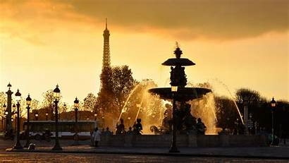 Paris France Fountains Water Eiffel Sunset Tower