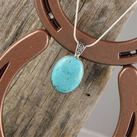 Sterling Silver Pendant Necklace Blue Turquoise Etsy Turquoise