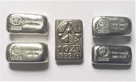 5 Piece Set 1 Troy Ounce Hand Poured Bullion Bars 999 Fine Indium