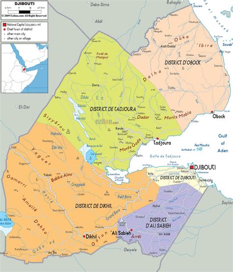 Large Political And Administrative Map Of Djibouti With Roads Cities