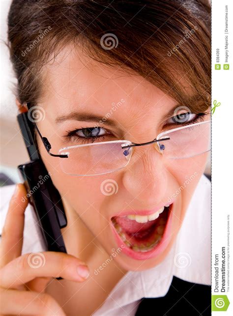 Closeup Of Angry Young Female Lawyer On The Phone Stock Image Image