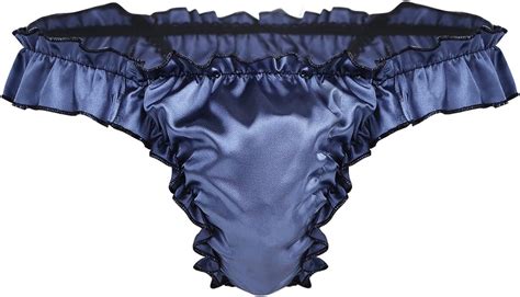Yizyif Mens Silky Shiny Satin Flutter Ruffled Sissy Thongs Crossdress Underwear Amazonca