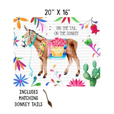 Fiesta Party Game Pin The Tail On The Donkey Printable Etsy New Zealand